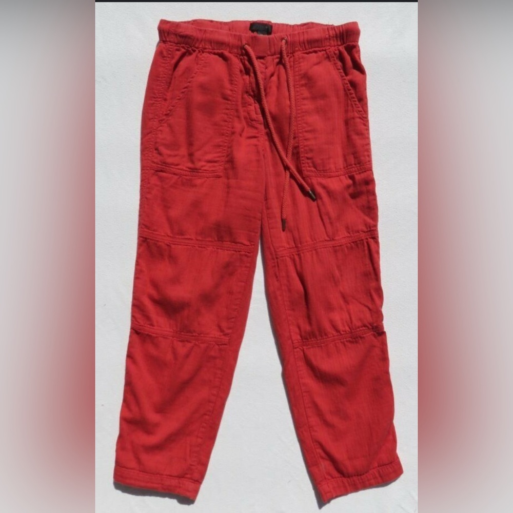 J. Crew Red Cargo Pants with Drawstring and Relaxed Fit